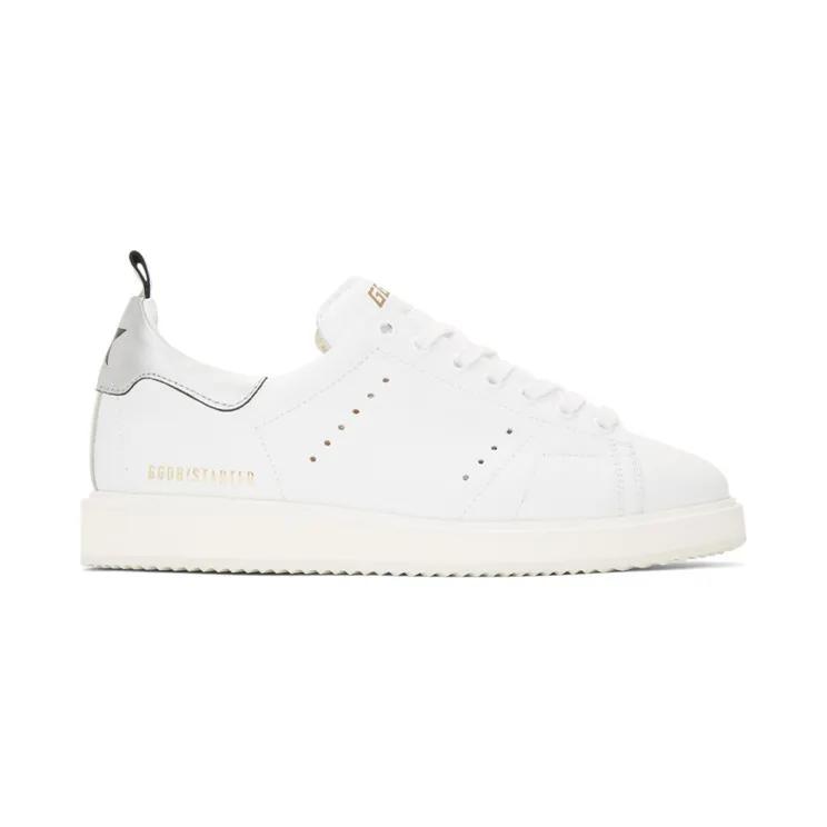 Golden Goose White and Silver Starter Sneakers (G35MS631.Q8)
