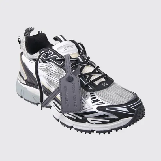 Off-White Bicolour Be Right Back Mesh Trainers with a Notched Sole Grey (M295C9F0010510)