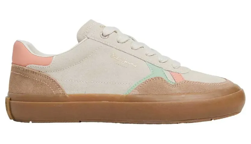 Pepe Jeans – Retro Travis Sneakers – Dames – Schoenen – Beige (PLS31586-837)