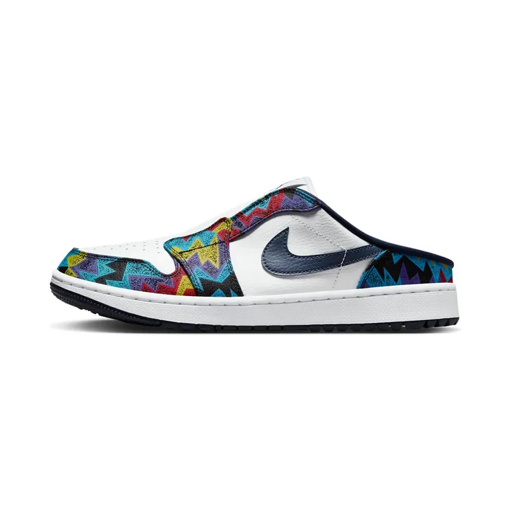 Jordan 1 Mule Golf Nothing But Net “White / Speed Yellow / University Red / Obsidian” (FJ1214-100)