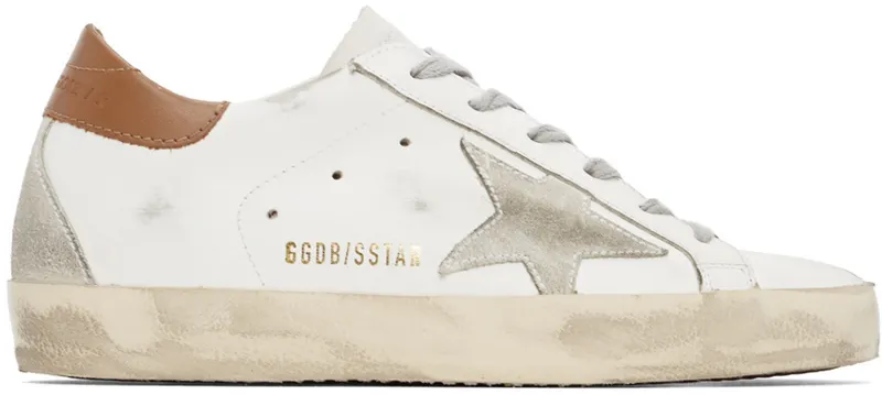 Golden Goose White & Brown Super-Star Classic Sneakers (GWF00102.F002182.10803)