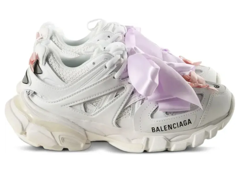 Balenciaga Track Bow Sneakers in mixed materials, white and pink 542436WTRBW/S_BALEN-9050_500-40