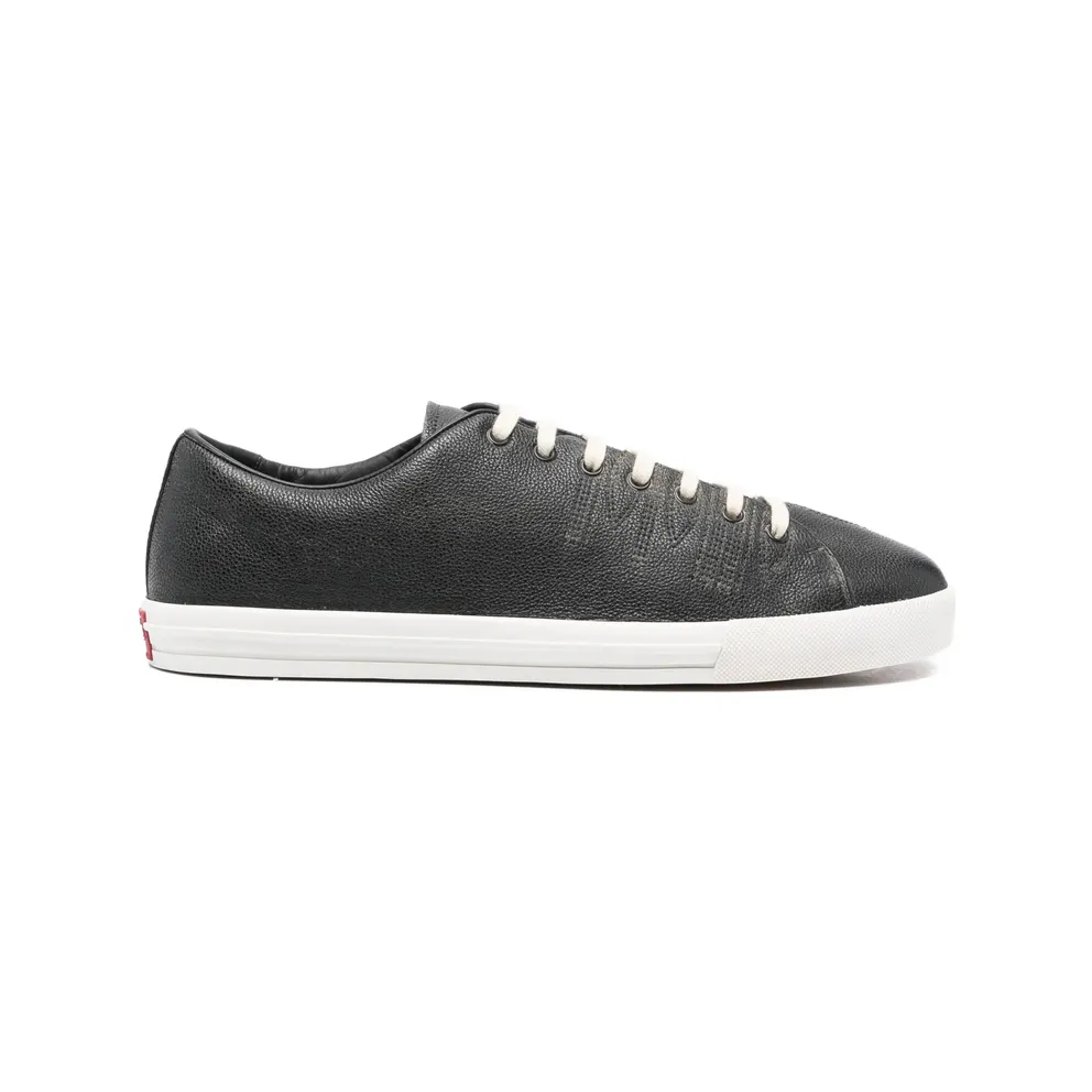 Prada Aged-effect Lace-up Low-top “Black” (2EE448 F G001 3LRE F0632)