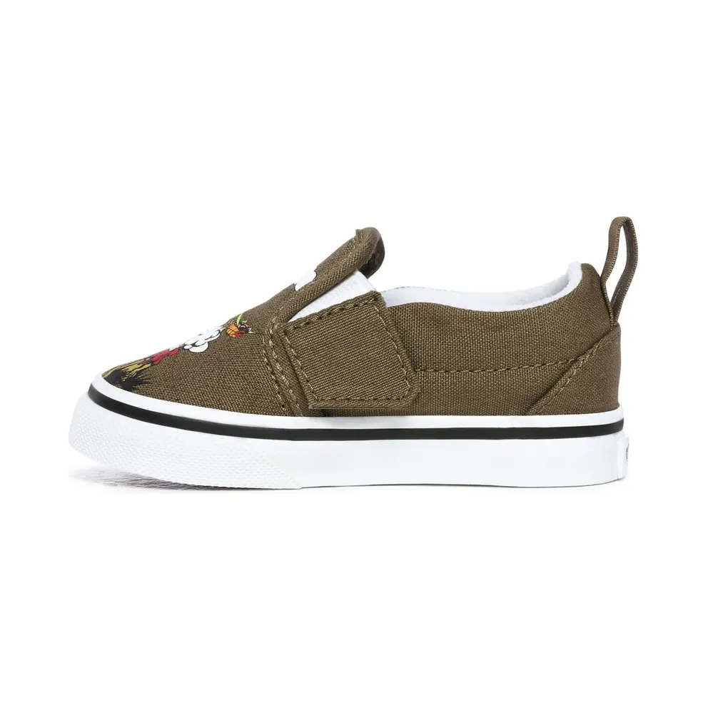 VANS Dineapple Floral Slip-on V Toddler Shoes (Green)