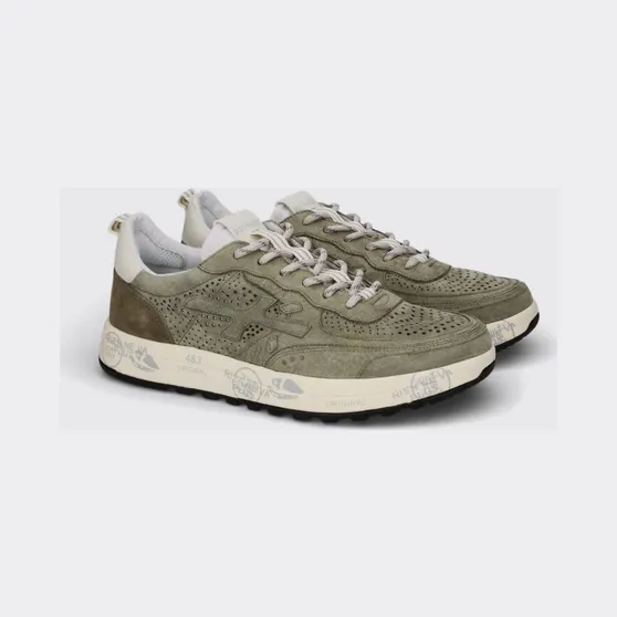 Premiata Nous Perforated Suede Sneakers Green (NOUS8290)
