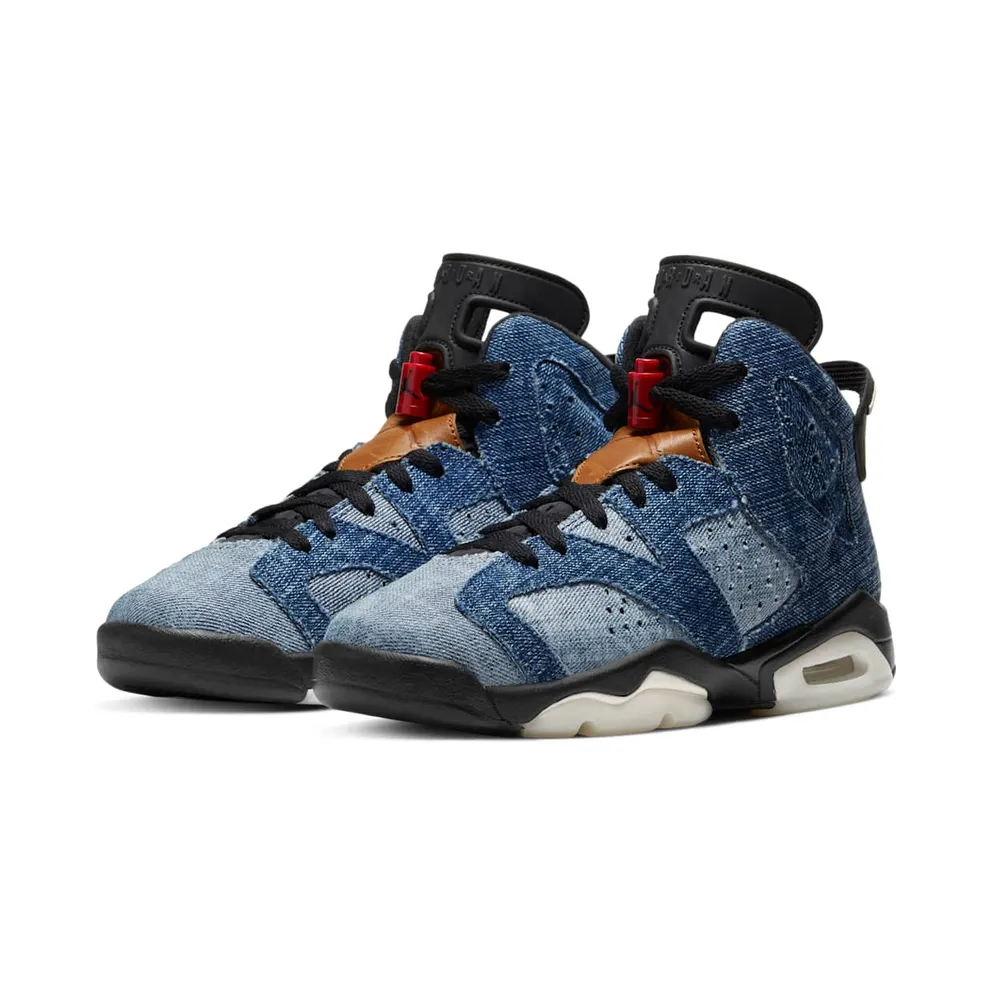 Jordan 6 Retro Washed Denim (GS) Washed Denim/Sail-Varsity Red-Black (CV5489-401)