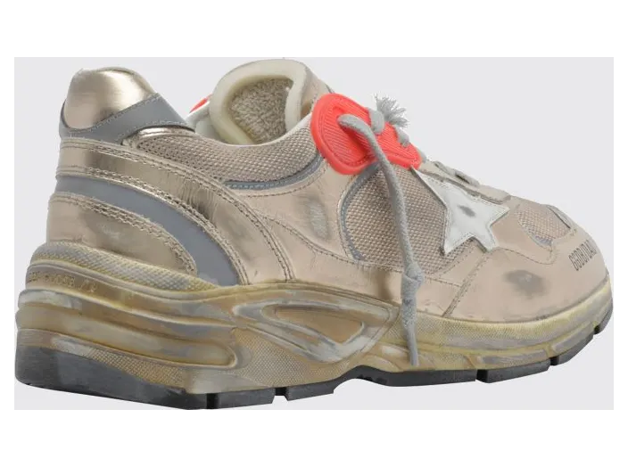 Golden goose Dad-Star Laminated Leather and Mesh Distressed Trainers Silver (GMF00884F00121165120) (2)