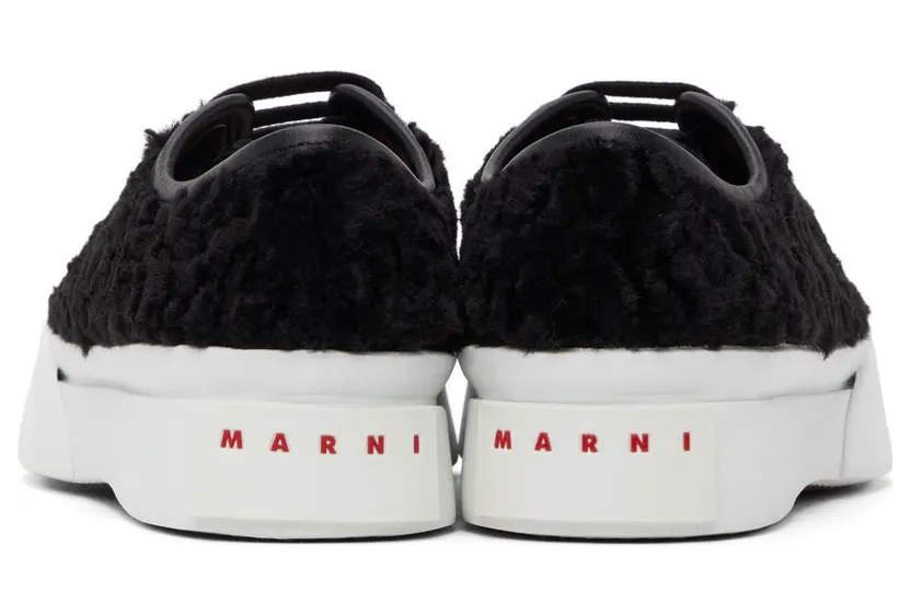 Marni Black Curly Faux-Fur Pablo Low Sneakers (SNZU002002 P4358) (4)