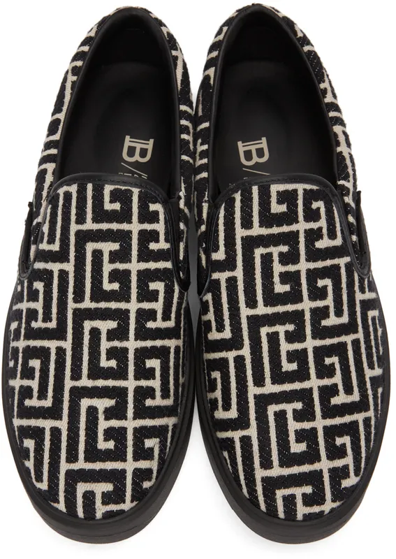 Balmain Black & White Jacquard B Court (XM1VL291TJCM)