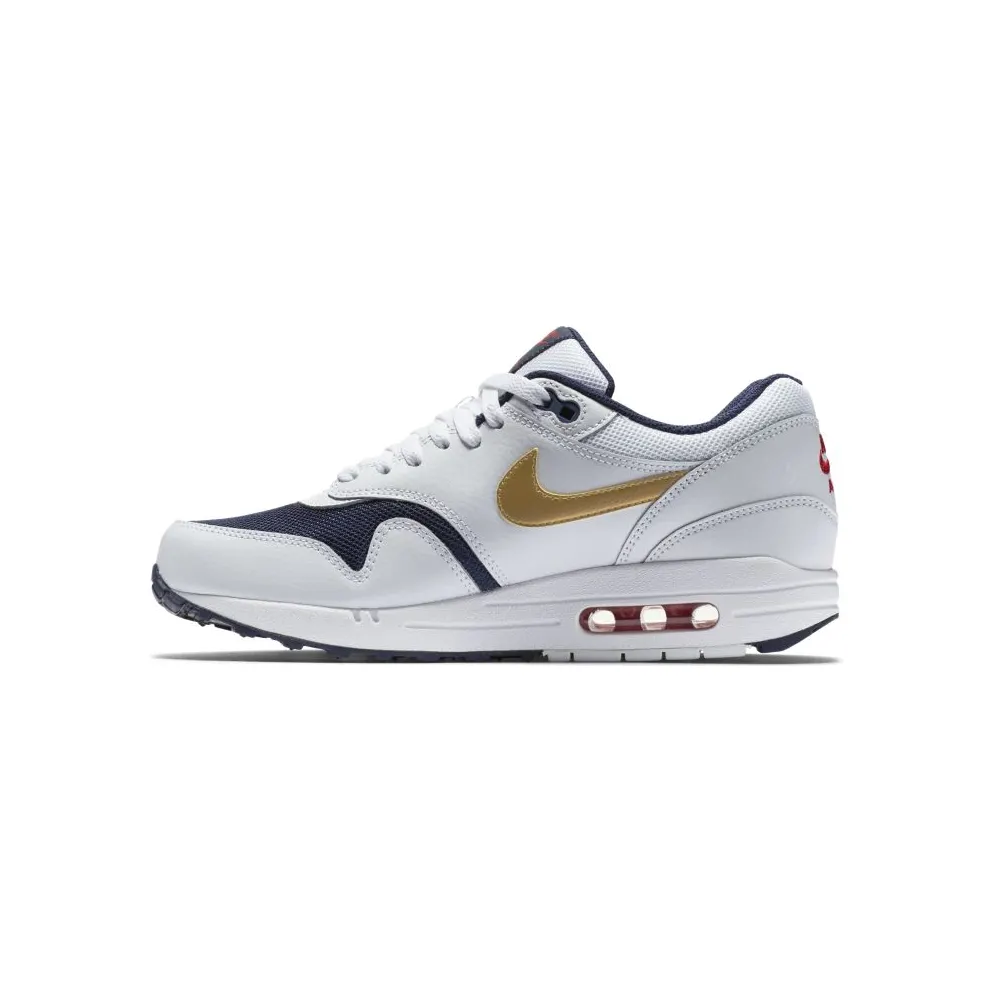 Nike Air Max 1 Essential Olympic (2015) White/Metallic Gold-Midnight Navy (537383-127)