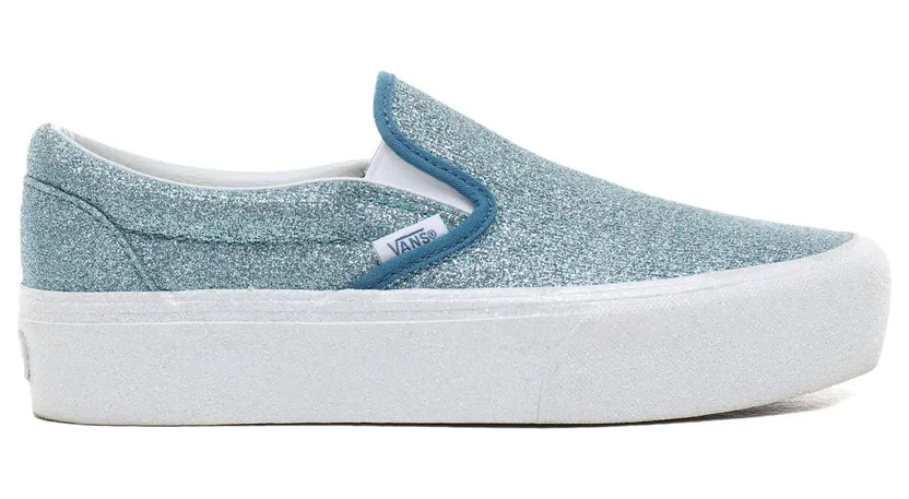 VANS Glitter Classic Slip-on Platform Schoenen (Blauw)