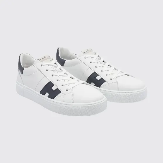 Hogan Crosswind Smooth Calfskin Sneakers with H Logo White (HXM7050GF10U450FD5)