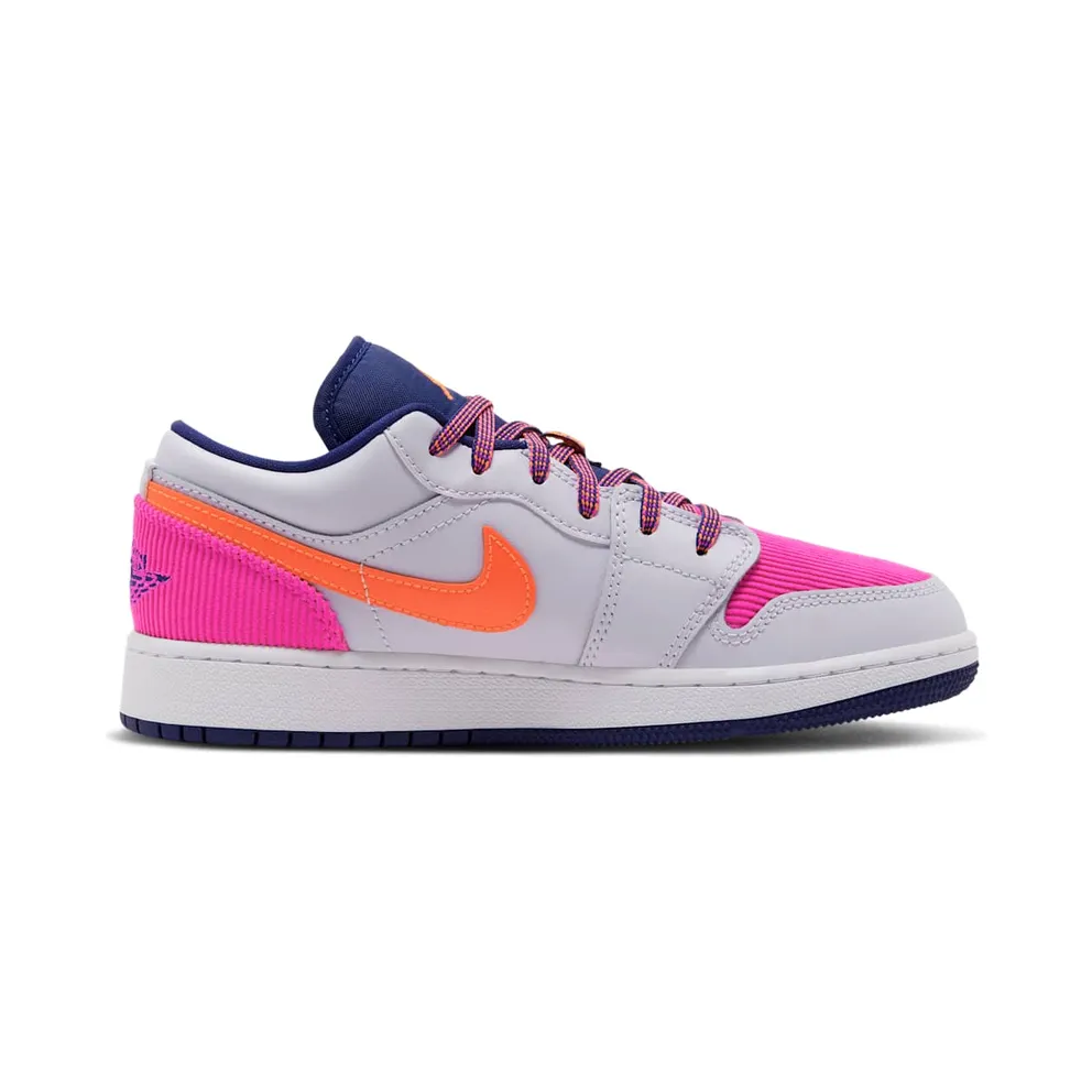 Jordan 1 Low Pink Corduroy (GS) White/Navy/Pink (554723-502)