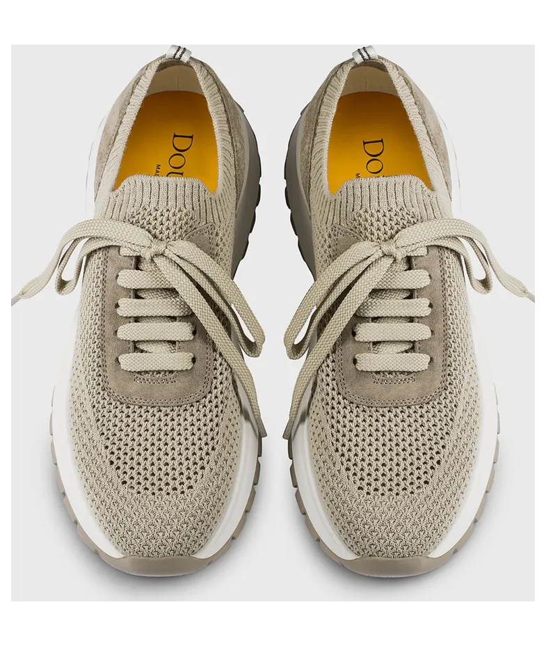 Doucal’s Crochet Knit and Suede Sneakers Beige (DD8765WHINPZ849SC05) (2)