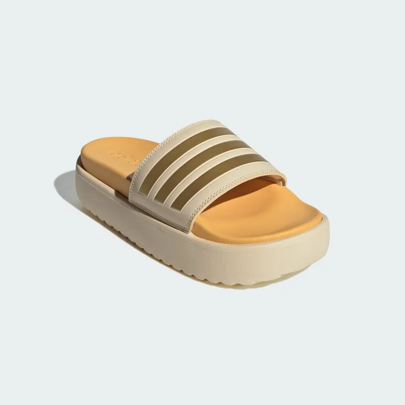 adidas Adilette Platform Slides Crystal Sand Gold Metallic Semi Spark (IF3422)