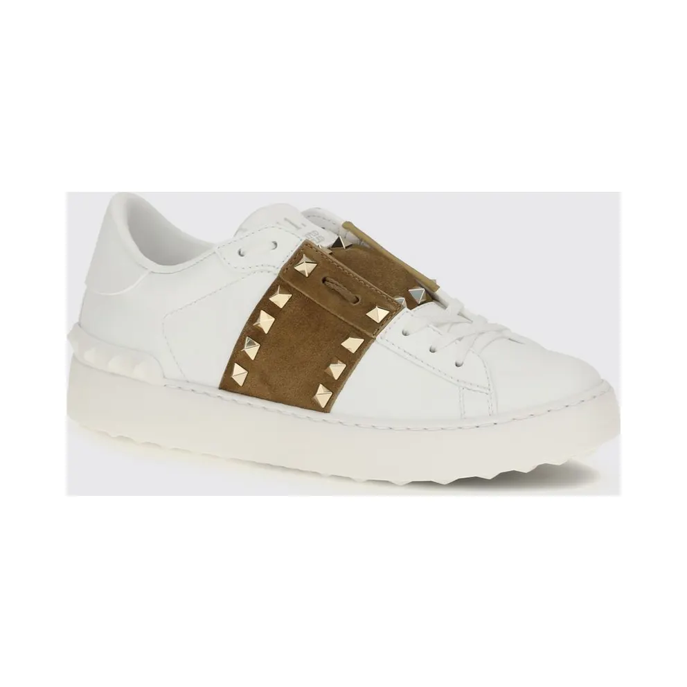 Valentino garavani Rockstud Untitled Leather and Suede Sneakers with Iconic Studs White (S0A01ZBV3DZ)