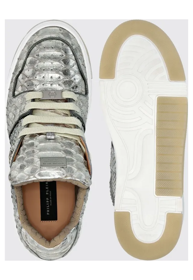 Philipp plein Laminated Python Leather Sneakers Silver (PAESUSC0717PLE029P70) (3)