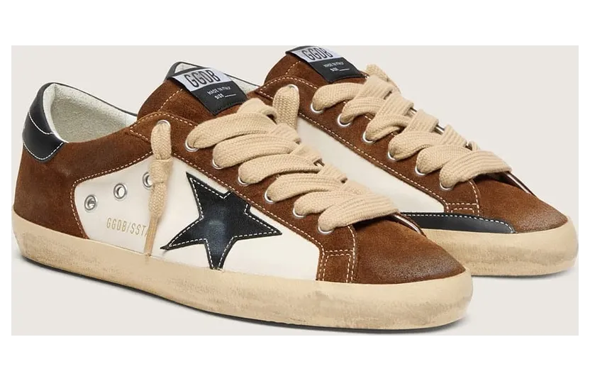 Golden Goose Super-Star In White Leather And Brown Suede With Black Leather Star (GMF00103.F008540.81945) (2)
