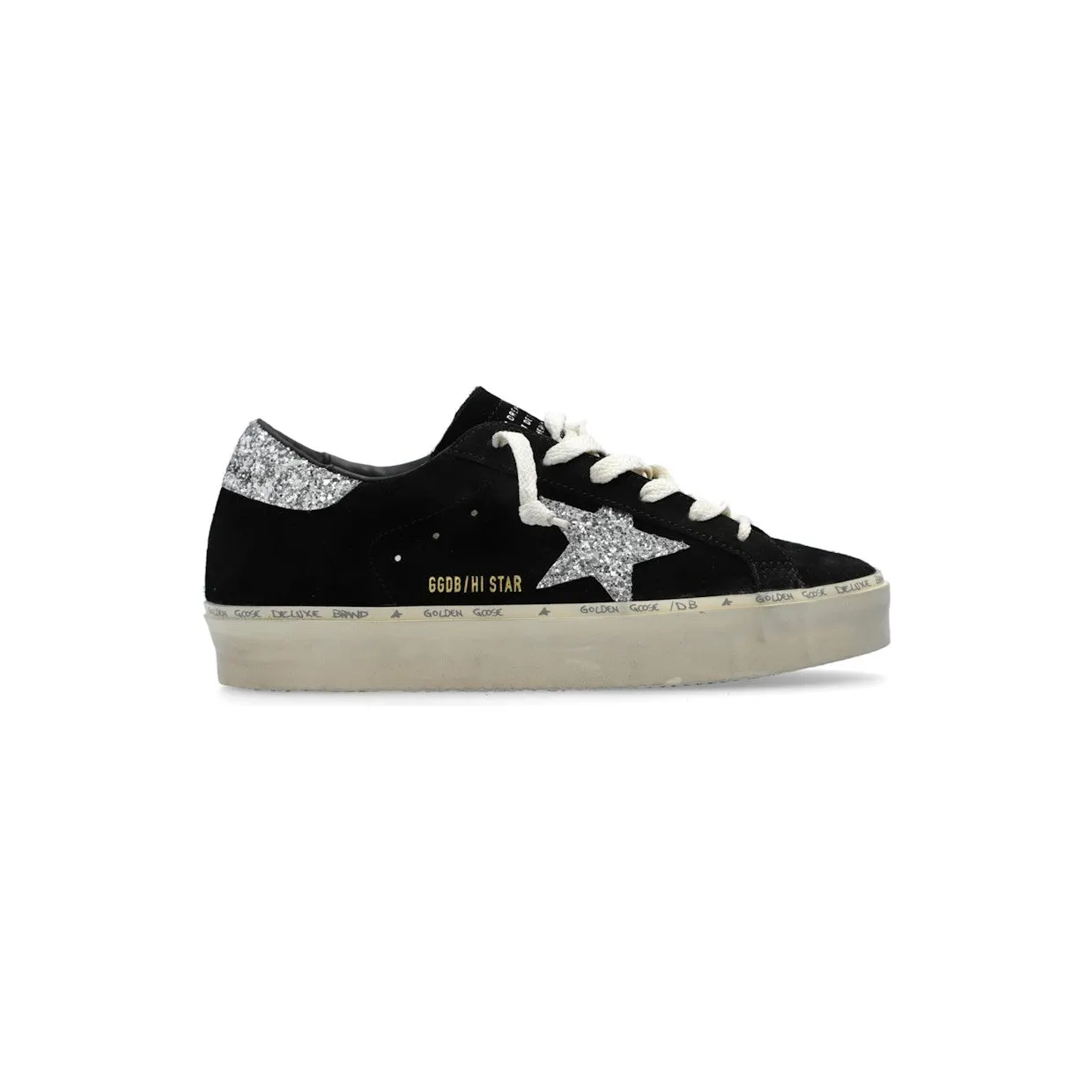 Golden Goose Hi Star Suede Black Silver Glitter (GWF00118-F006389-90179)
