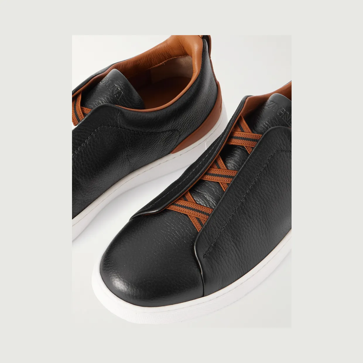 Zegna Triple Stitch™ Full-Grain Deerskin Slip-On Sneakers Black (LHCVO) (5)