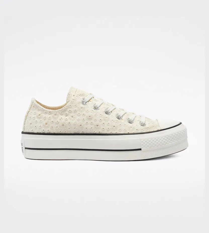 Converse Canvas Broderie Platform Chuck Taylor All Star Low Top Vintage White/egret/black (571281C)