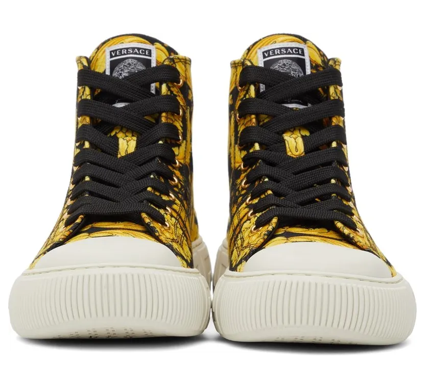 Versace Black Canvas Barocco Greca Sneakers (DSU8403 DTE4G) (2)