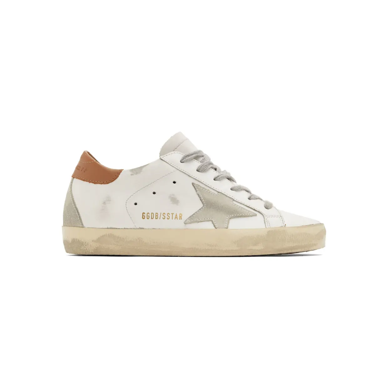 Golden Goose White & Brown Super-Star Sneakers (GMF00102.F002182.10803)
