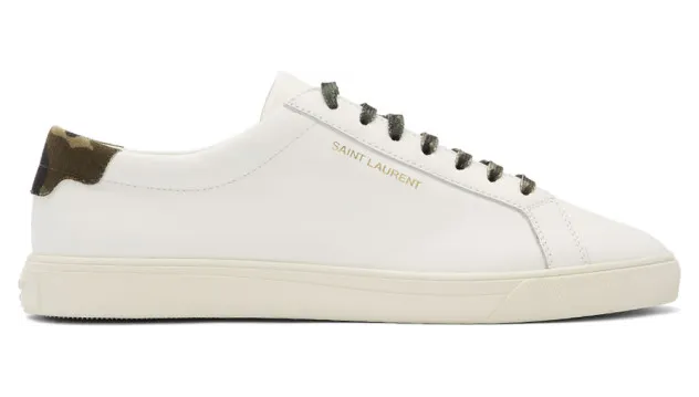 Saint Laurent White and Camo Andy Sneakers (5865860ZS60)