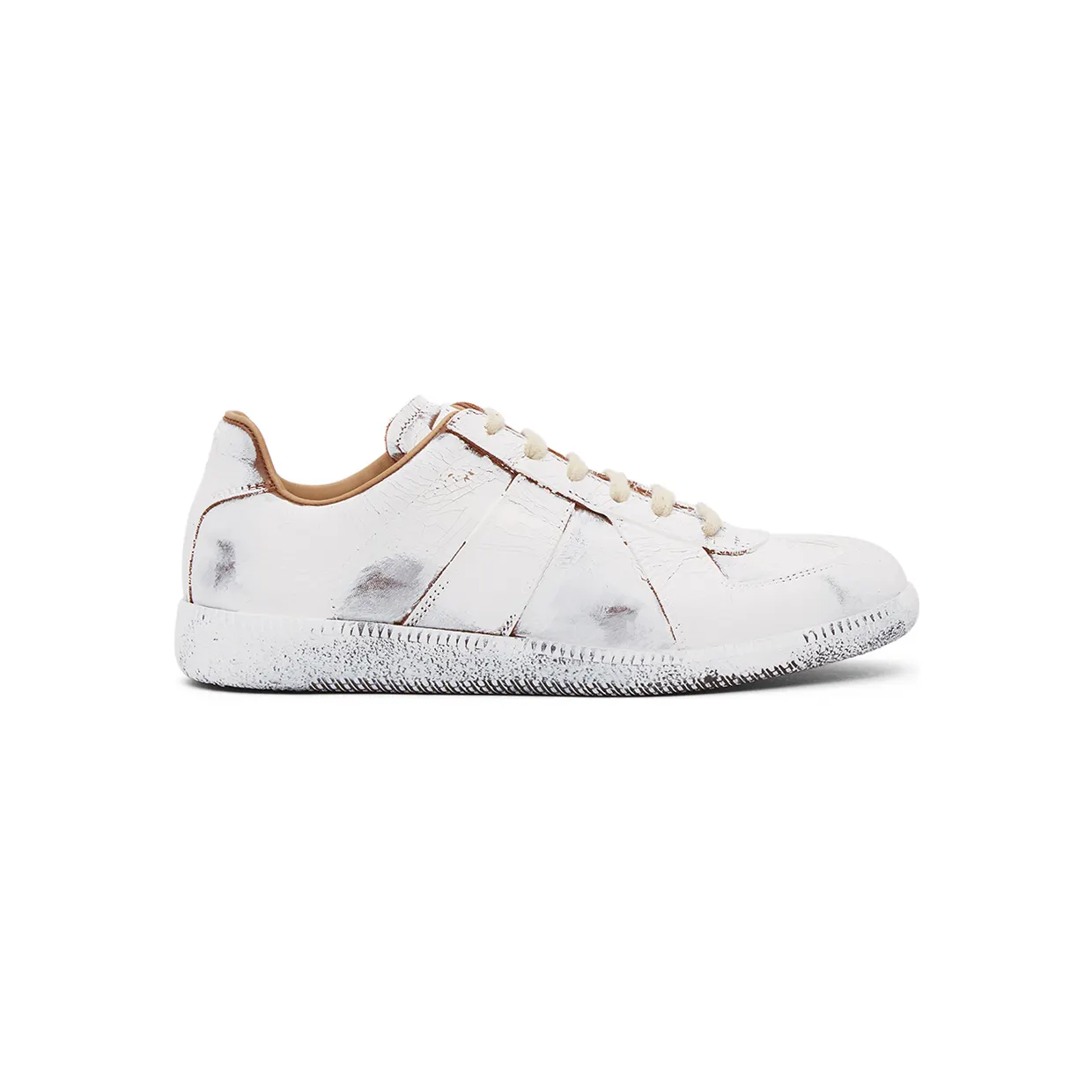 Maison Margiela Brown & White Paint Crack Replica Sneakers (S37WS0562 P3714 H8321)