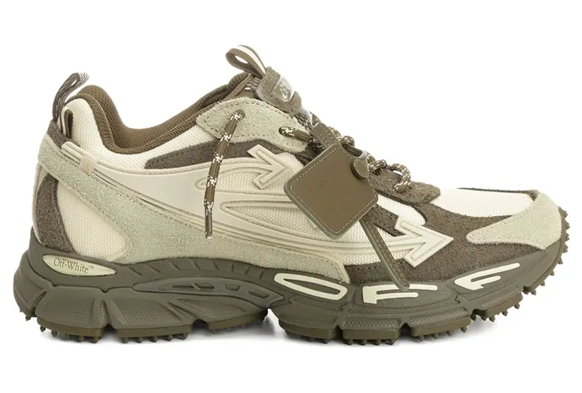 Off-White OW Be Right Back Suede “Forest Green / Sand” (OMIA295F25LEA0015717)
