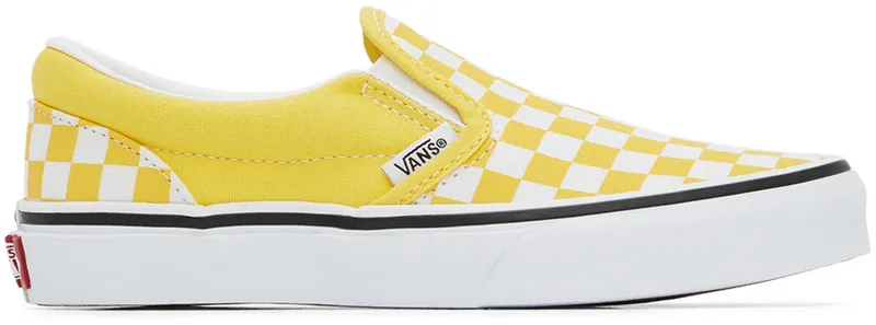 Vans Kids Yellow & White Checkerboard Classic Slip-On Little Kids (VN0A7Q5GABP1)