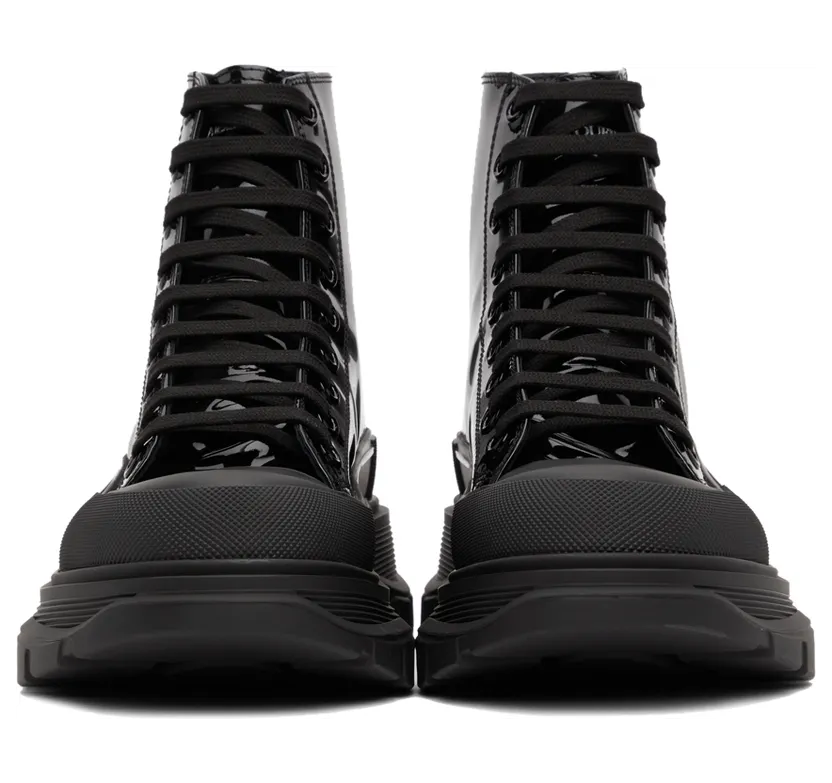 Alexander McQueen Black Patent Tread Slick High Sneakers (668775WIA35) (2)