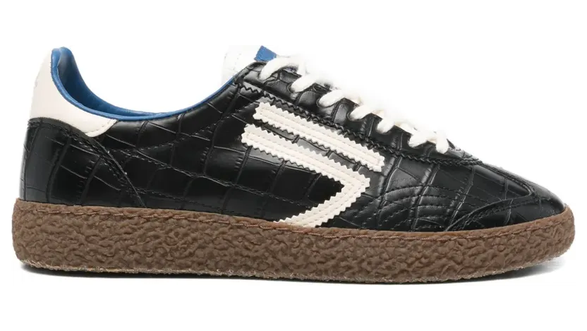 Puraai Gestreepte sneakers met krokodillen-reliëf – Zwart (PU1601X013)
