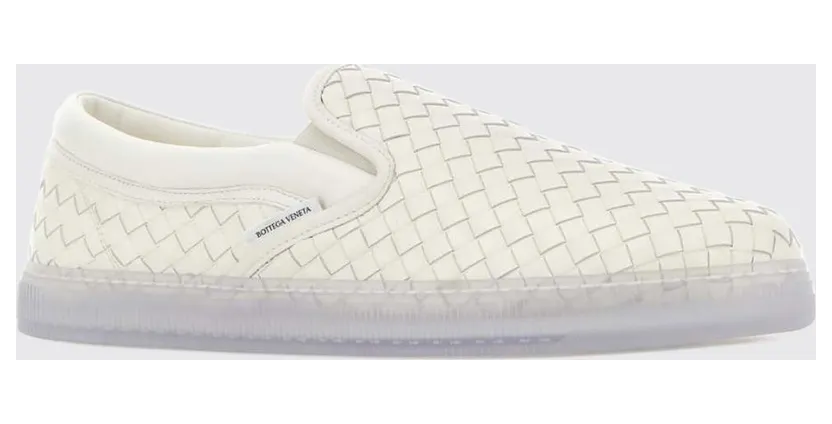 Bottega Veneta Intrecciato Leather Slip-On Sneakers White (876113V6VE09117)