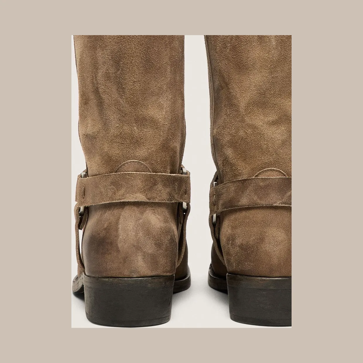 Golden Goose High Biker Boots In Dark Beige Waxed Suede With Strap And A Silver-Colored Buckle (GWF01057.F008237.15693) (6)