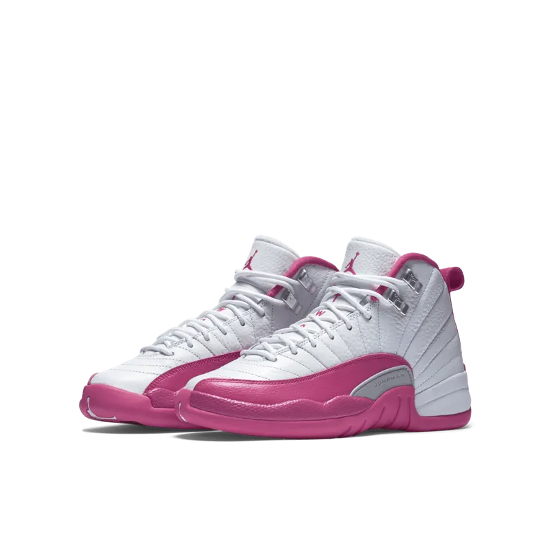 Jordan 12 Retro Dynamic Pink (GS) White/Vivid Pink-Metallic Silver (510815-109)