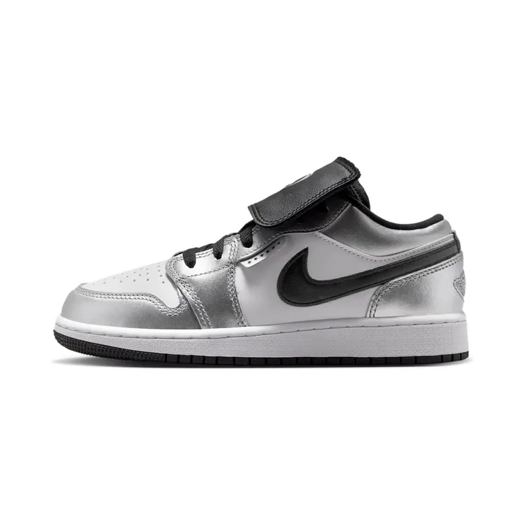 Jordan 1 Low SE GS Metallic Silver Tiempo “White / Metallic Silver / Black” (IR2310-100)