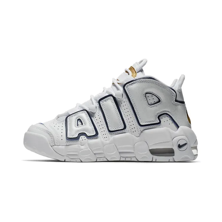 Nike Air More Uptempo’Midnight Navy’ GS White/Midnight Navy-Metallic Gold (415082-109)
