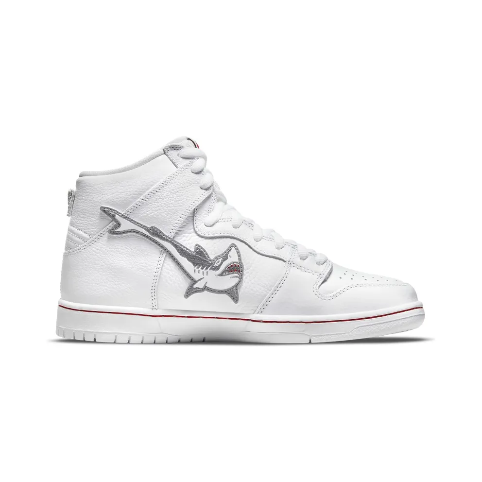 Nike x Oski SB Dunk High Great White Shark – “White / Grey / Red” (DC8908-105)