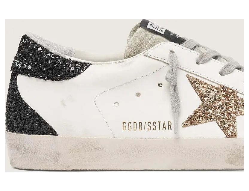 Golden Goose Women’S Super-Star In Nappa Leather With Gold Glitter Star And Black Glitter Heel Tab (GWF00102.F000959.80724) (4)