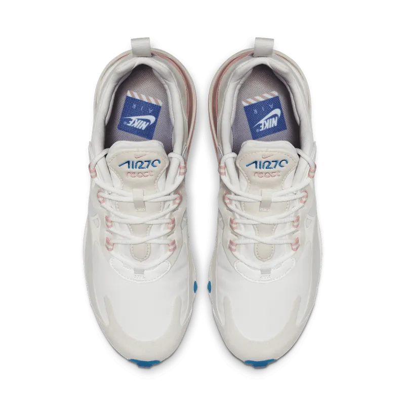 Nike Air Max 270 React American Modern (W) Summit White/Ghost Aqua-Phantom-Coral Stardust-Imperial Blue-Light Bone (AT6174-100)