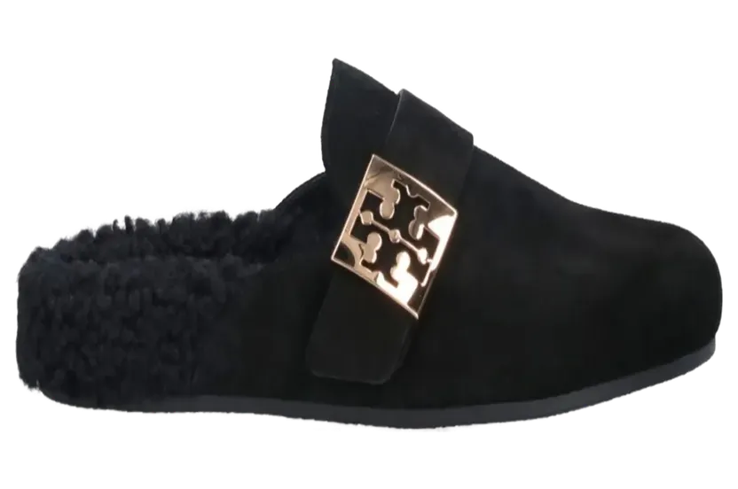 Tory Burch Mellow Shearling Mule “PB/PERFECT BLACK/GOLD” (163612-004)