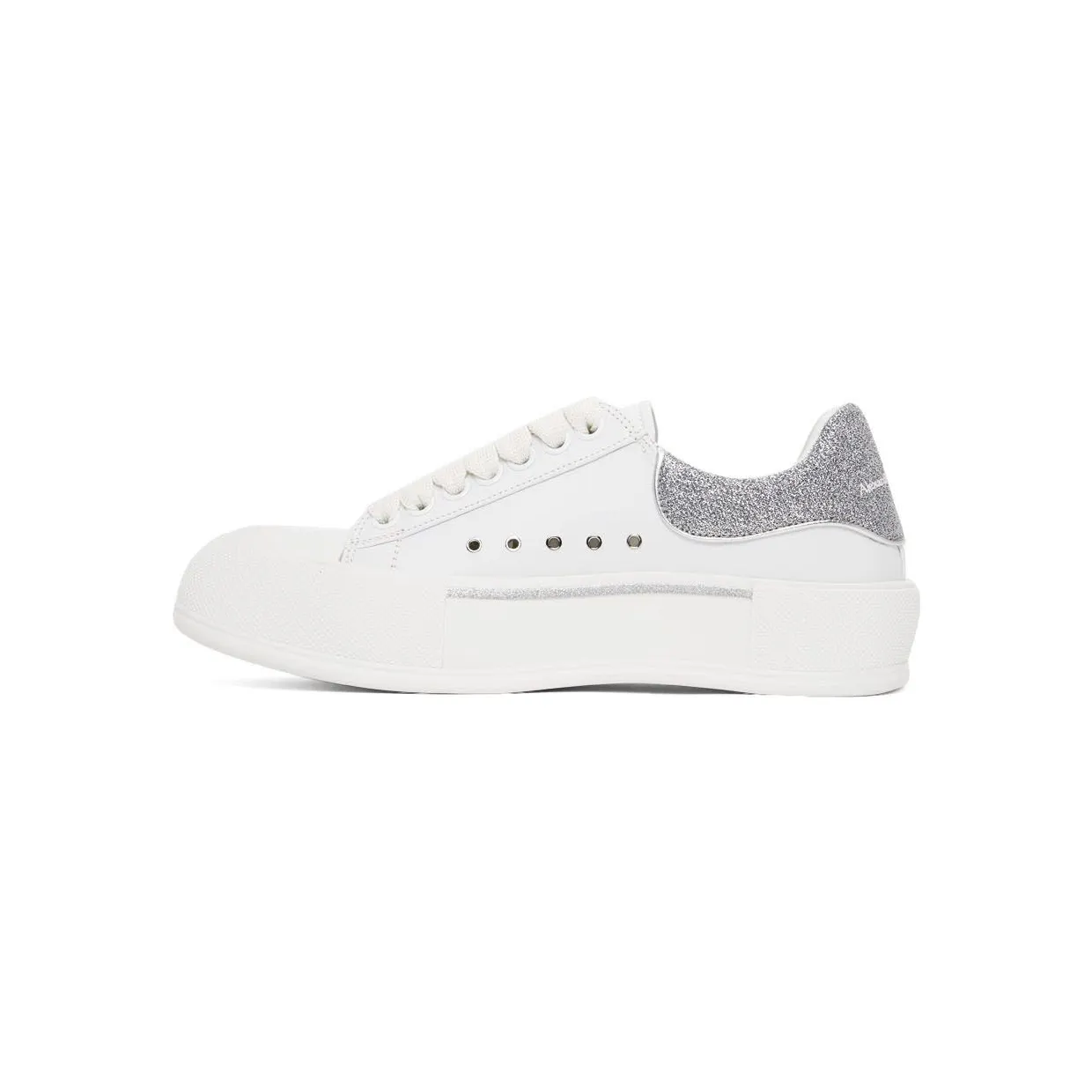 Alexander McQueen White & Silver Deck Lace-Up Plimsoll Sneakers (682410WIB67) (3)