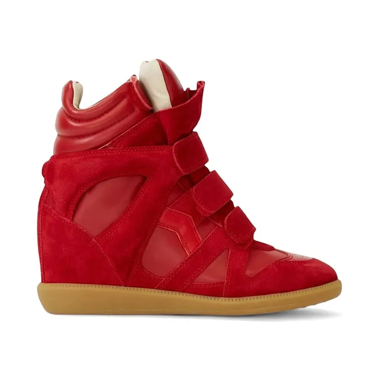 Isabel Marant Bekett Suede Calfskin Leather Wedge Sneakers Red (BK0010FA-C1E02S-70RD)