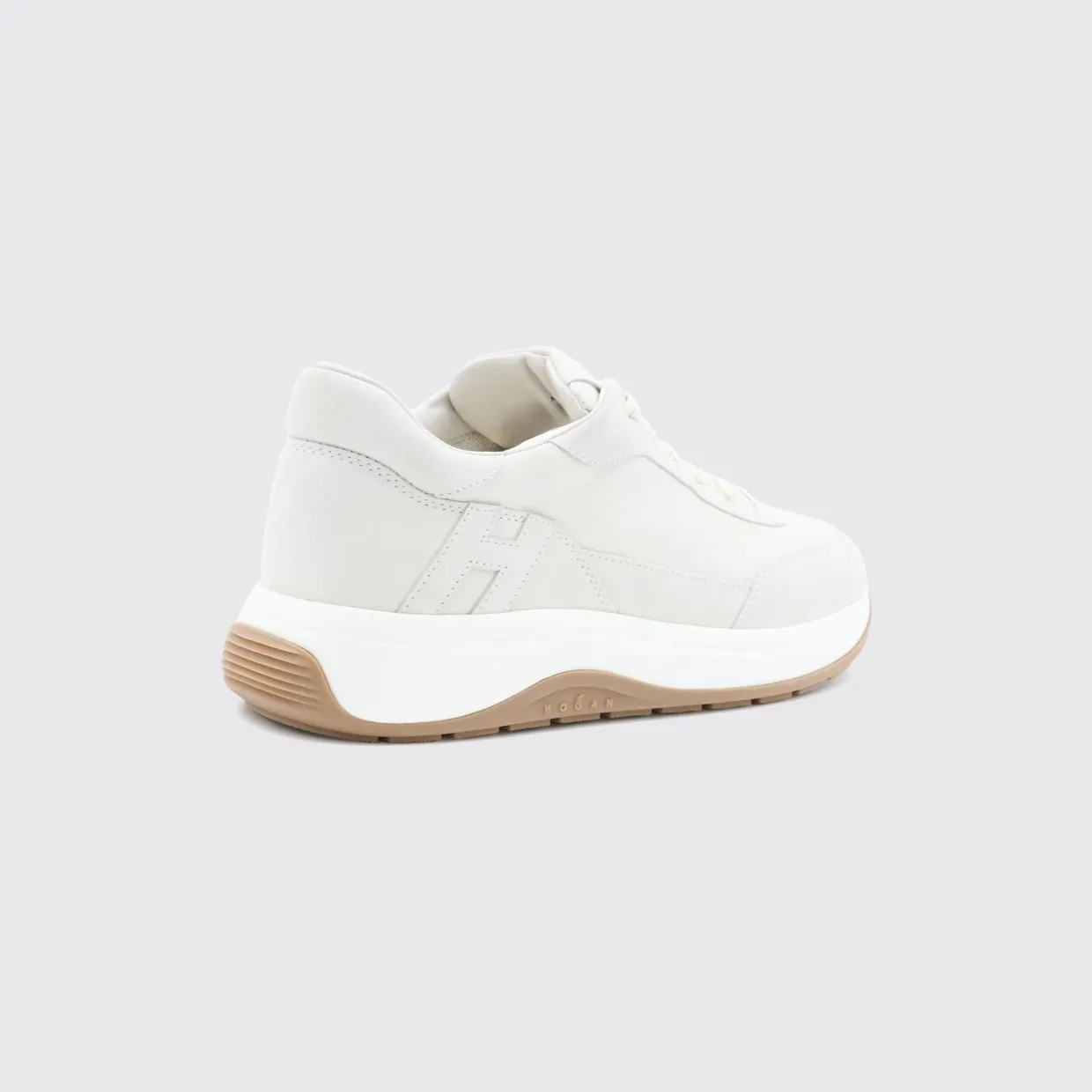 Hogan Hi-Light Smooth Leather and Suede Sneakers with H Logo White (HXM7190GH50N91B013) (2)