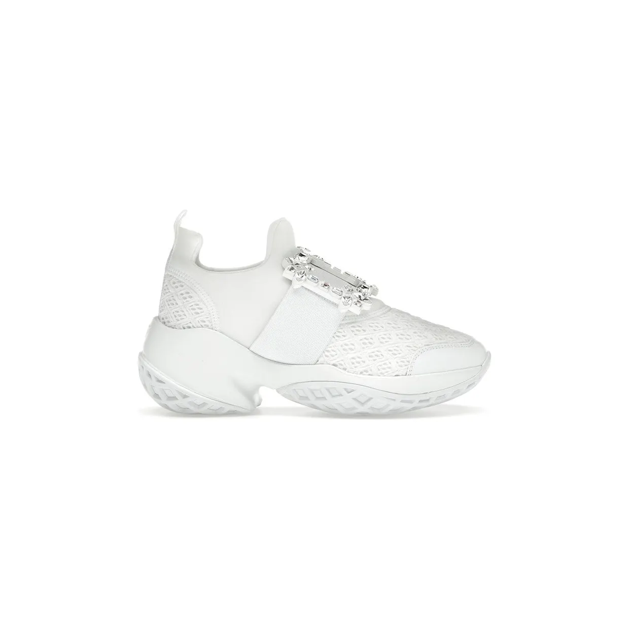Roger Vivier Viv’ Run Fabric White Crystal Buckle (RVW50624180KOTB001)