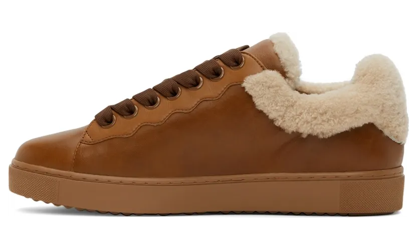 See by Chloé Tan Leather & Shearling Essie Sneaker (SB35191A 14280) (3)
