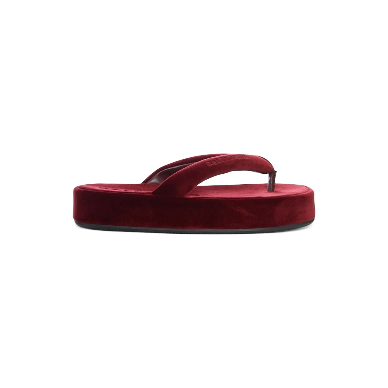 Balenciaga Jet Lag Thong Velvet Flip-Flop Burgundy (869749 WCDQ0 6541)