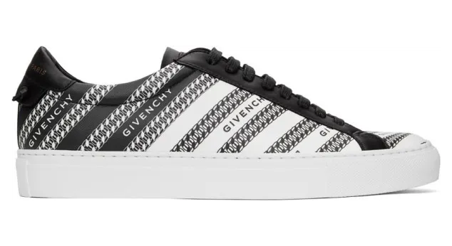 Givenchy Black and White Chain Urban Street Sneakers (BH0002H0T8)