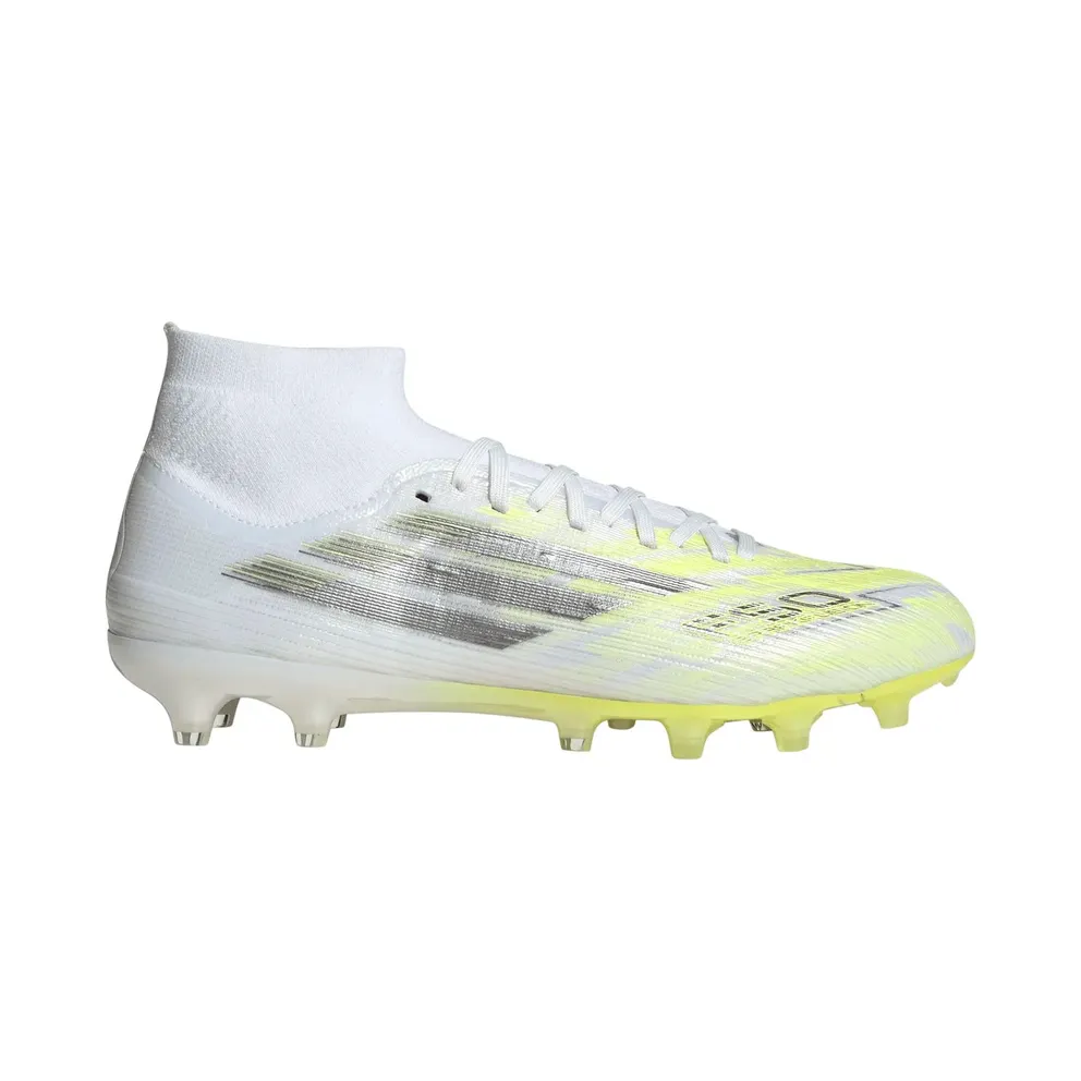 adidas F50 Sparkfusion Pro Mid Cut Firm Ground / Artificial Ground Football Boots Womens “Cloud White / Iron Metallic / Hi-Res Yellow” (JR8954)